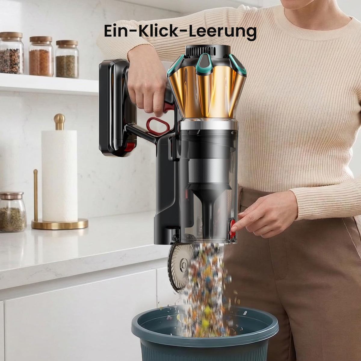 Cordless Vacuum Cleaner 650 W/ 55kPa /70 Min, 1.8 L Battery Vacuum Cleaner with Hurricane Mode, Anti-Tangle Brush, Self-Standing, OLED Display, Wall Charging Station, for Carpets Pet Hair Hard